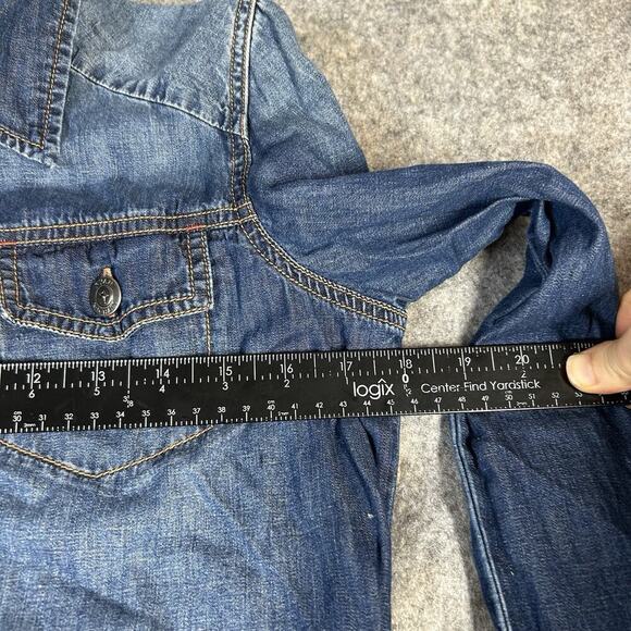 Ryan Michael Denim Dress Womens Small Cotton Silk Button Front Cowgirlcore - Picture 9 of 9